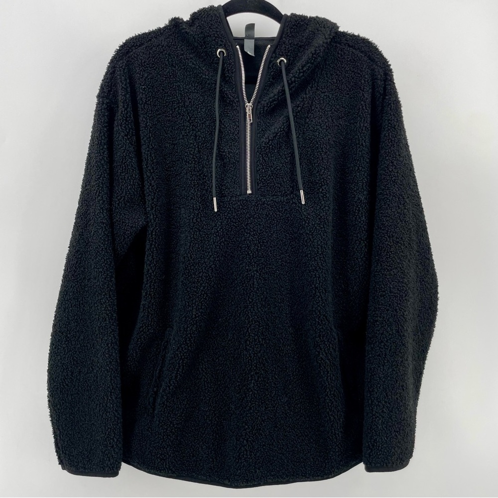 ALYA Women’s 1/4 Zip Hoodie Black Teddy L